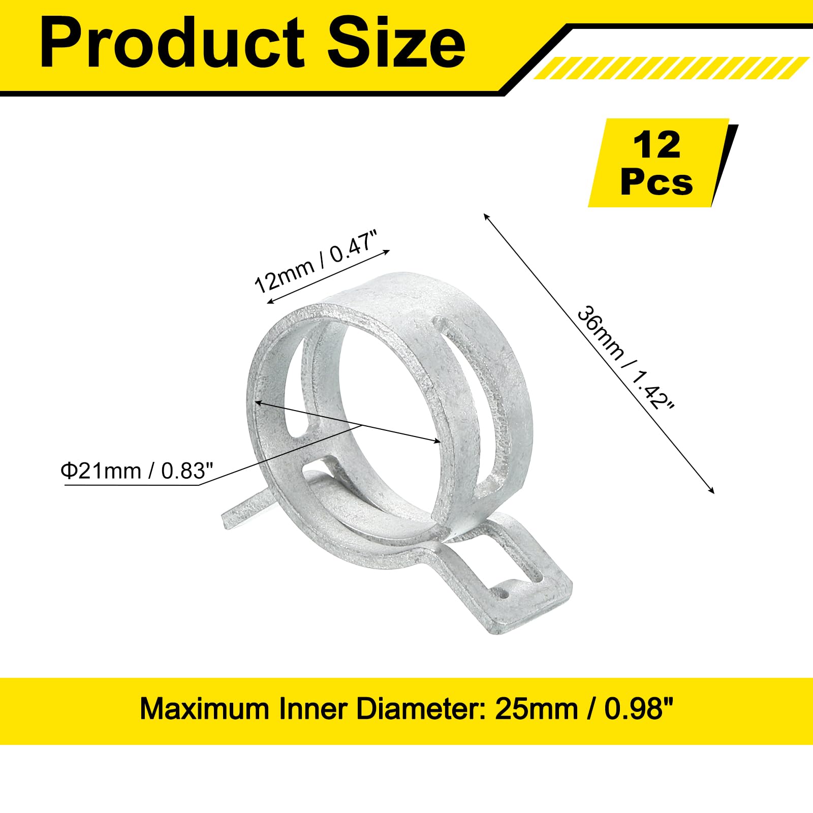 Sourcingmap 12Pcs Spring Band Type Action Fuel/Silicone Vacuum Hose Pipe Clamp - Image 2