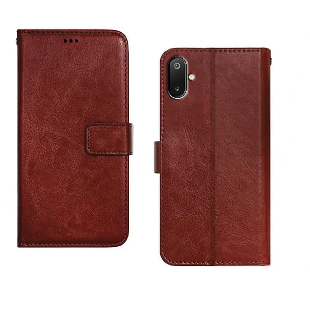 Amazon Brand – Solimo Samsung Galaxy M06 5G Flip Cover | Card Pockets Wallet & Stand | Flip Cover for Samsung Galaxy M06 5G (Brown)