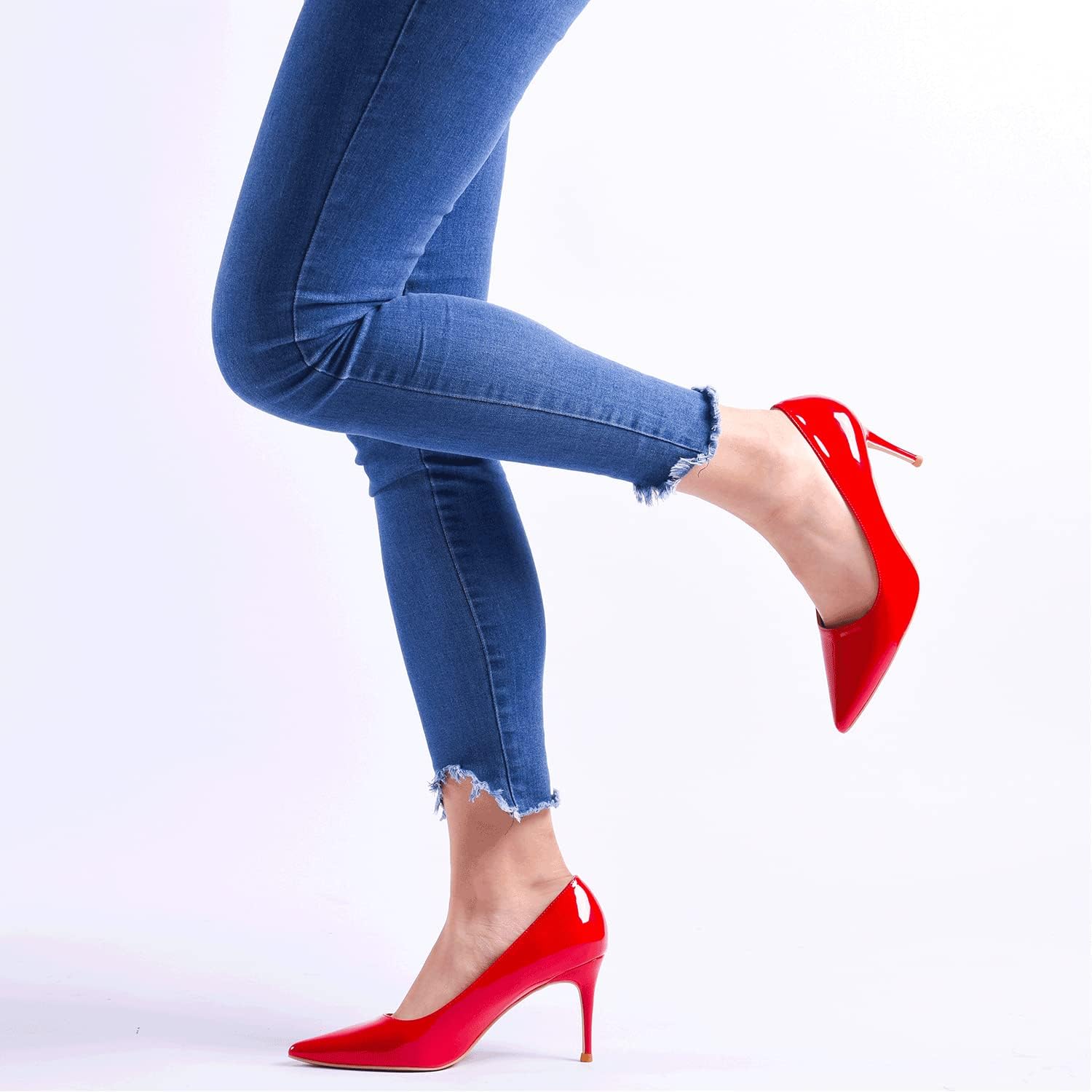 GENSHUO Donna Tacco Alto, Scarpe Tacco a Spillo 8 cm Décolleté con Tacco per Le Donne Scarpe da Sera a Punta Abito da Sera Pompe Prom Stiletto High Heels