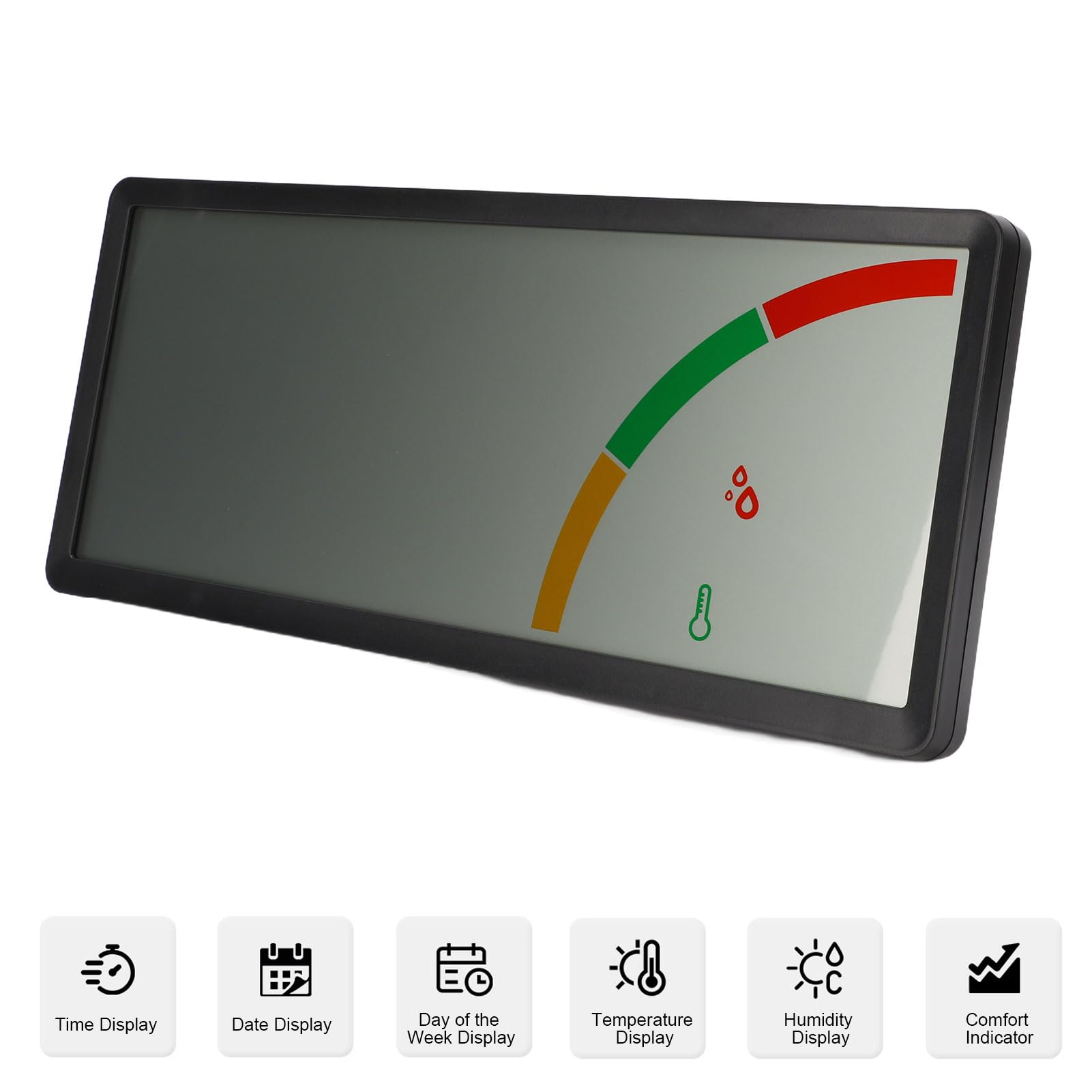 Sxhlseller Orologio da Parete LCD a Batteria con umidità della Temperatura |Calendario Digitale di Grandi Dimensioni per Soggiorno, Display 12/24 Ore