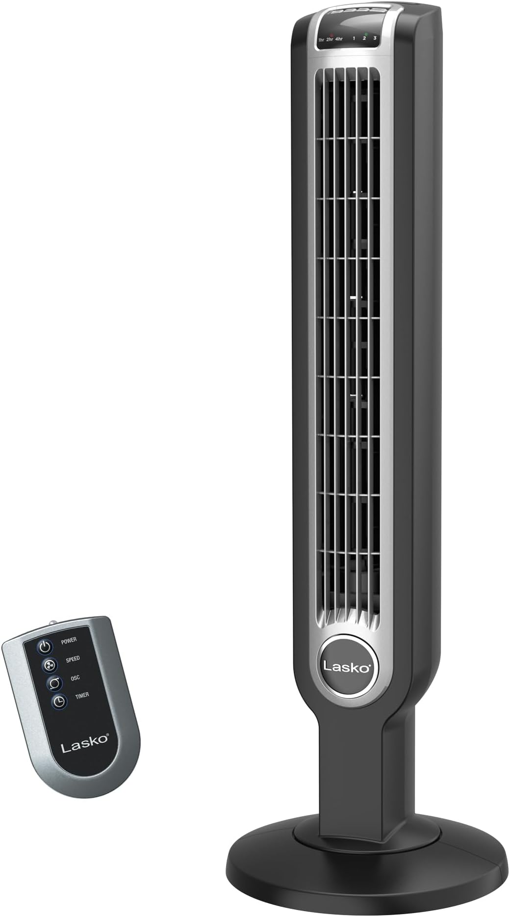 Lasko Oscillating Tower Fan, 3 Quiet Speeds, Timer, Remote Control, for Bedroom, Kitchen, Office, 36", Black, 2511