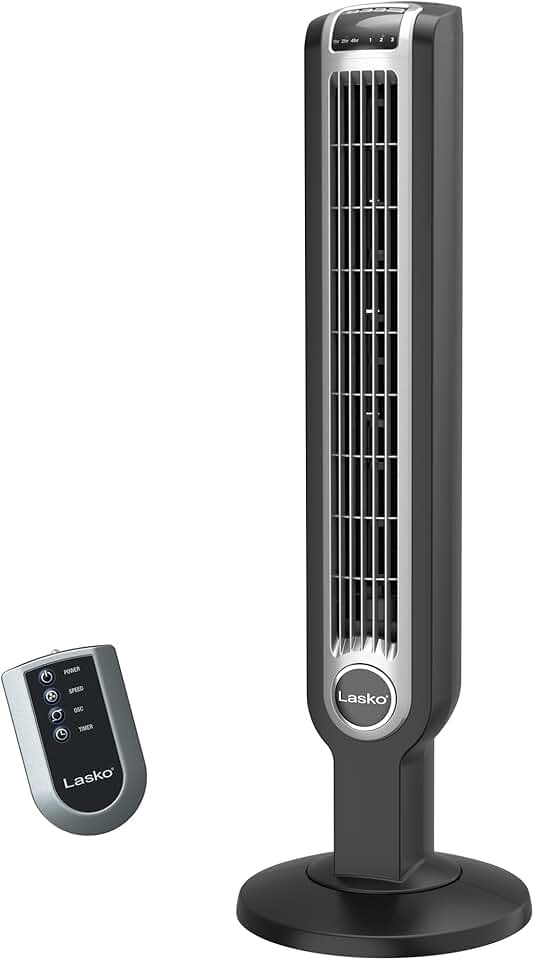 Oscillating Tower Fan with Remote Control, 3 Quiet Speeds, Timer for Bedroom, Kitchen, Office Use, Black, 36" 2511