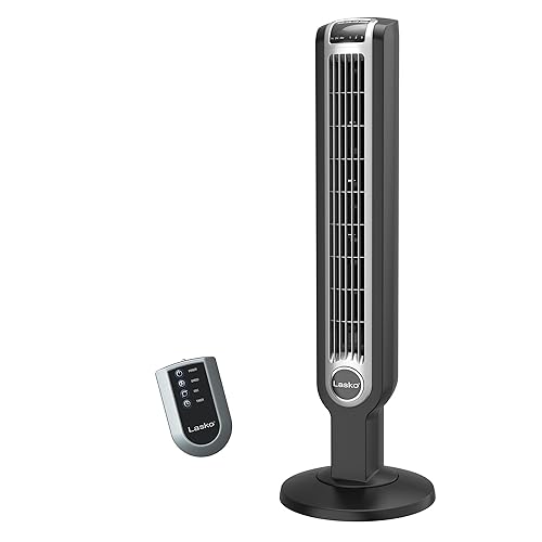 Oscillating Tower Fan with Remote Control, 3 Quiet Speeds, Timer