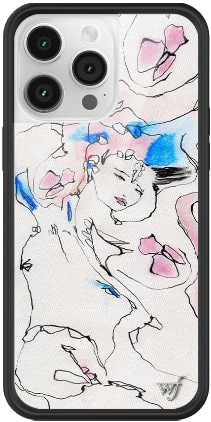 Wildflower Cases - Natalie Krim Case, Compatible with Apple iPhone 14 Pro Max | Artistic, Horse Girl, Trendy, Cute, White - Protective Black Bumper, 4ft Drop Test Certified, Women Owned Small Business