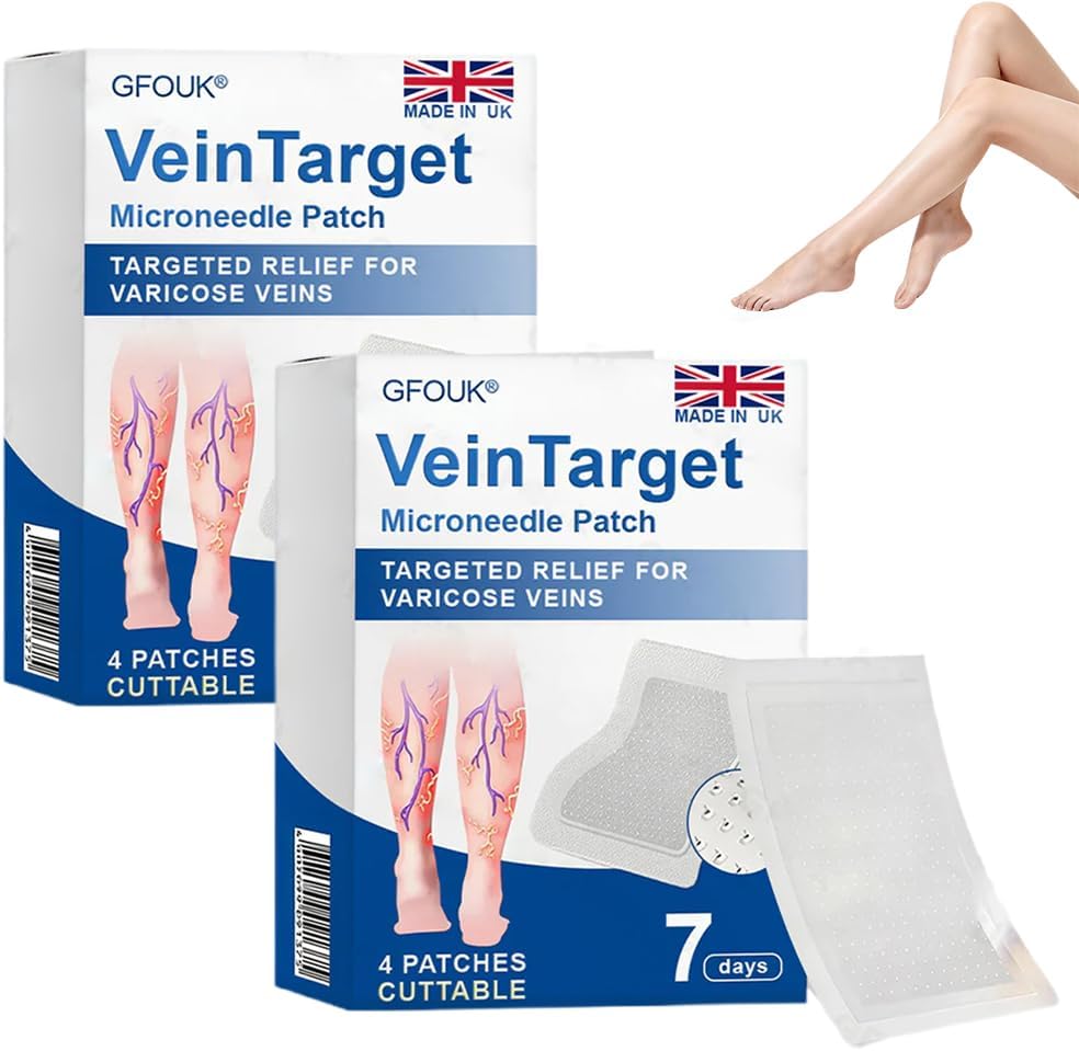 GFOUK Vein Target Microneedle Patch, 2026 Advanced Varicose Veins Treatment for Legs, Gfuel VeinTarget Varicose Veins Patch, Natural Ingredients Leg Treatment for All Skin Types (2 Box)