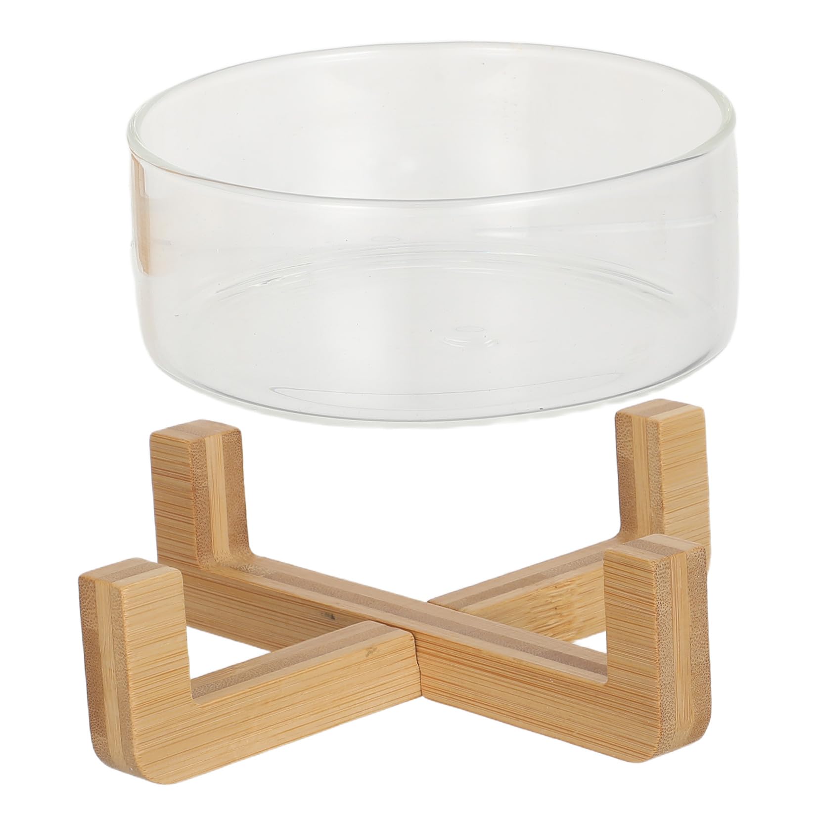 Saladier transparent en verre et bois pour salade de saison