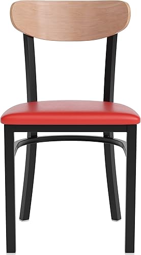 Miniatura 75 de Flash Furniture Wright - Silla de comedor de grado comercial, asiento de madera maciza con acabado de nogal y respaldo de boomerang, 500 libras de