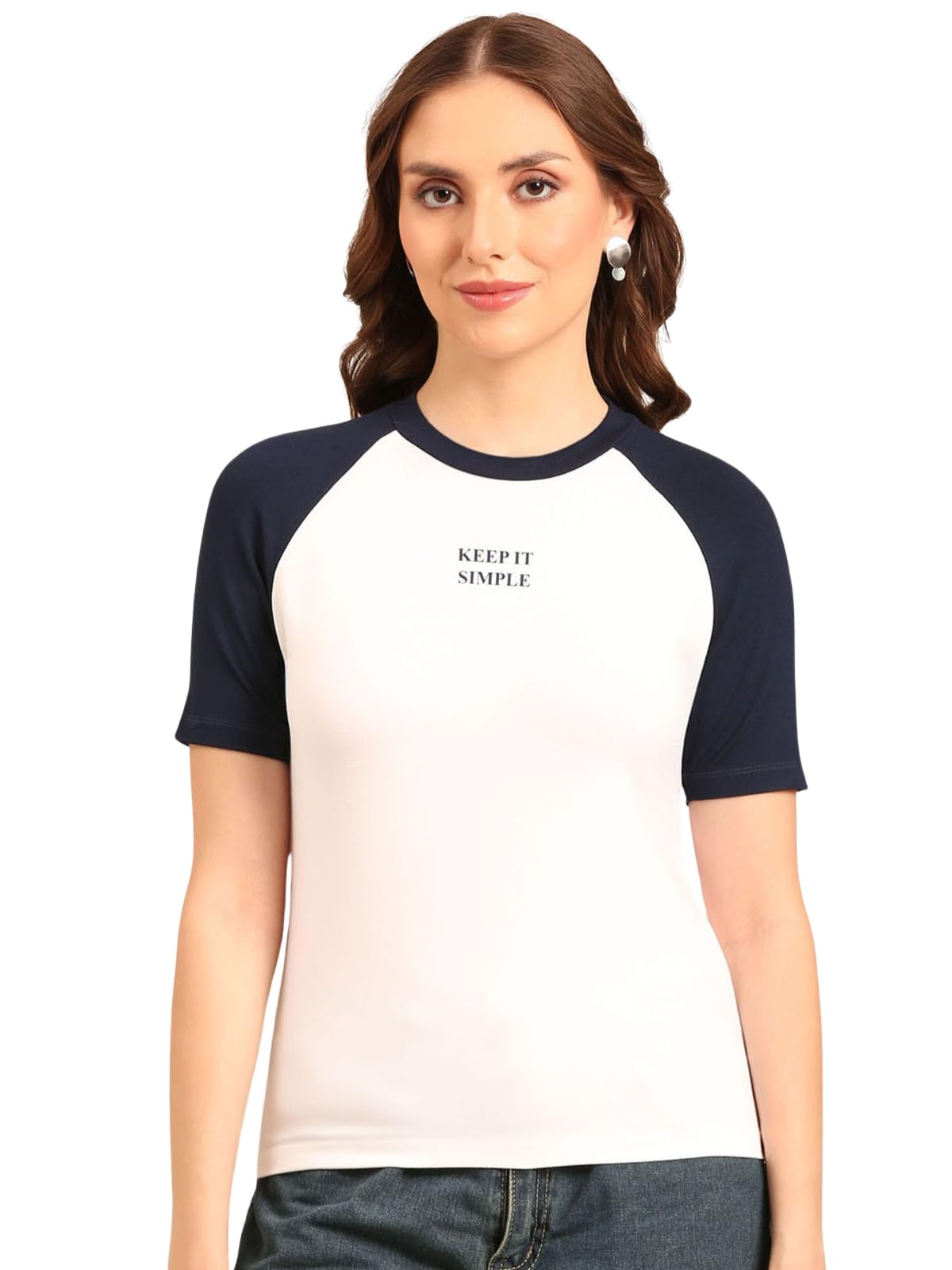 Women Raglan T-Shirt | Colour Block Viscose Casual Everyday Wear-image-12
