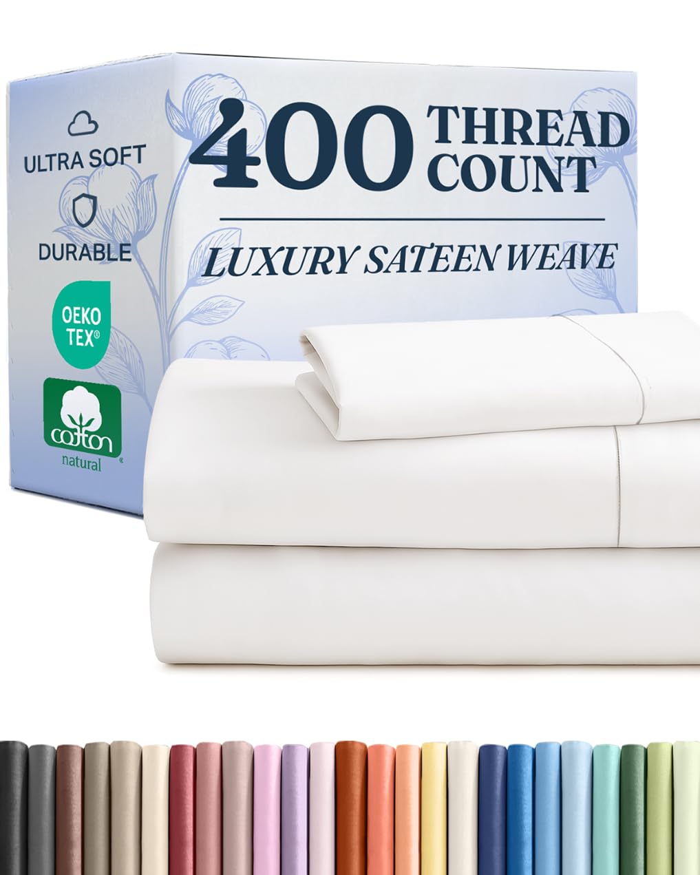 Amazon｜400スレッドカウント コットン - ツインサイズシーツセット