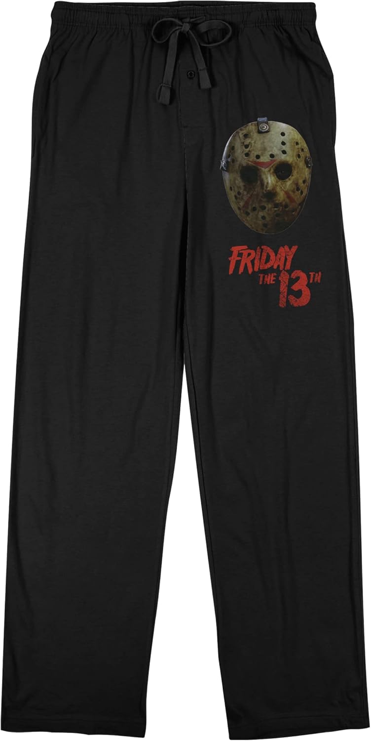 Friday The 13th Jason Voorhees Hockey Mask Men's Black Sleep Pajama Pants