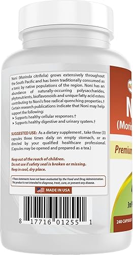 Miniatura 7 de Best Naturals Noni 400 mg 240 Cápsulas