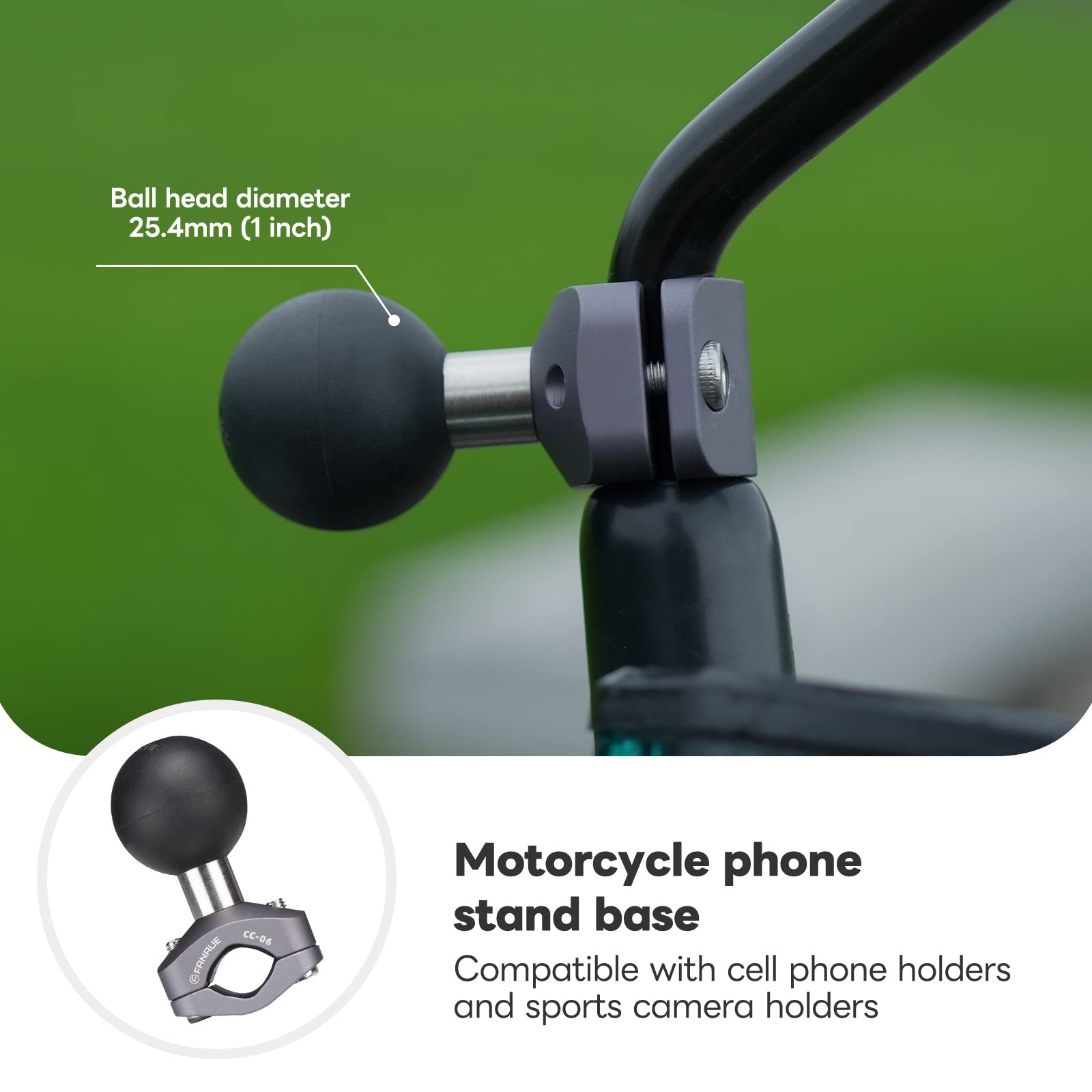 Adaptateur Boule 2,5 Cm Pour Guidon Vélo/moto - Compatible RAM, Sans Outil
