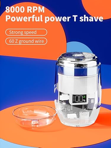 Miniatura 5 de Potente maquinilla de afeitar eléctrica para hombres, carga rápida tipo C, afeitadora eléctrica portátil compacta para hombres, fácil de usar con un
