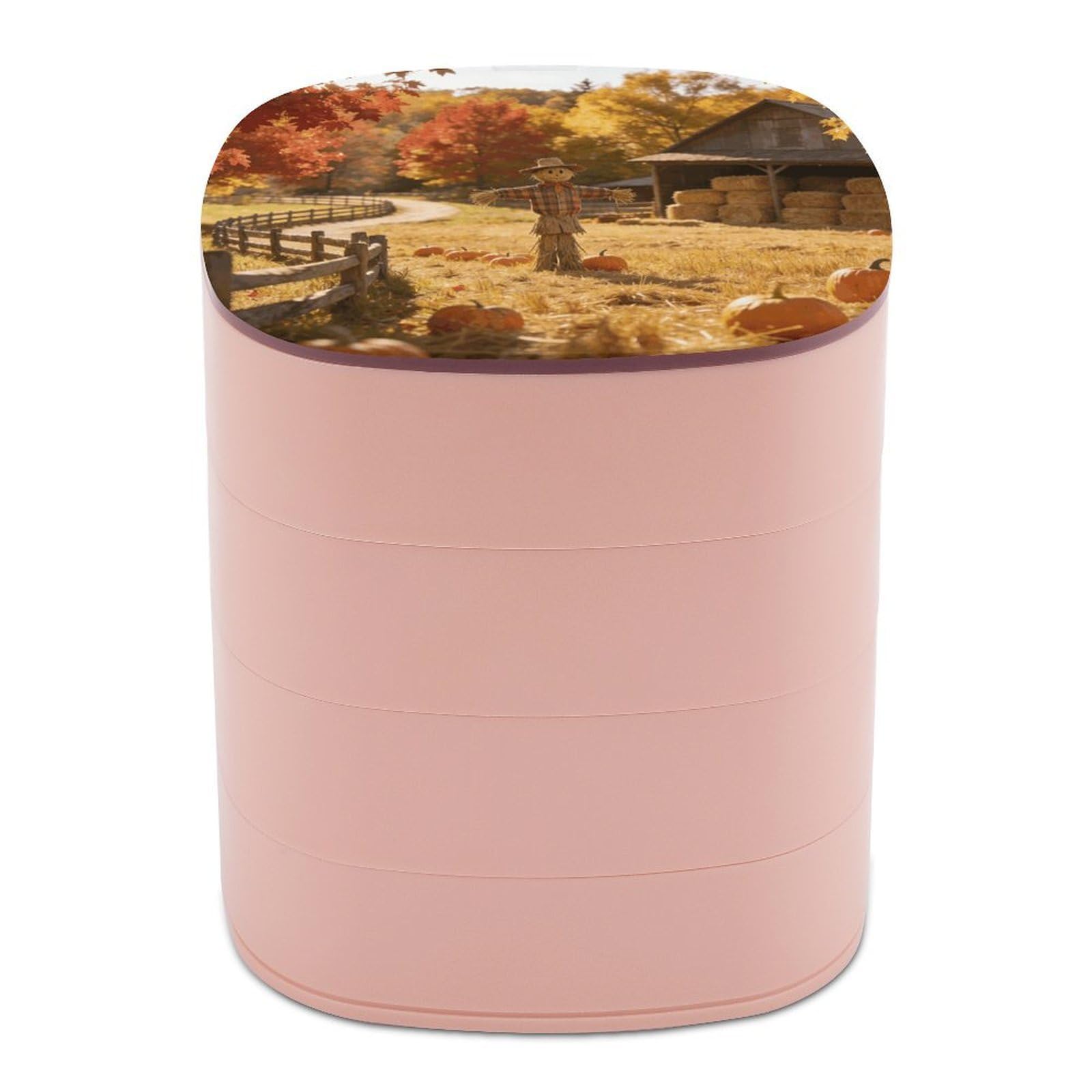 LZQPOEAS Autumn Field Watchman Jewelry Box Women Jewelry Organizer Travel Jewelry Case Cute Necklace Ring Storage Organizer 4-Layer Rotating Jewelry Tray Case with Mirror for Bracelets
