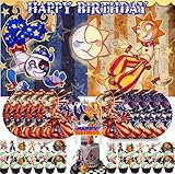 Sundrop and Moondrop Birthday Party Supplies FNAF Boss Plates Decorations Cake Topper Balloons Favors Backdrop Banner Decor