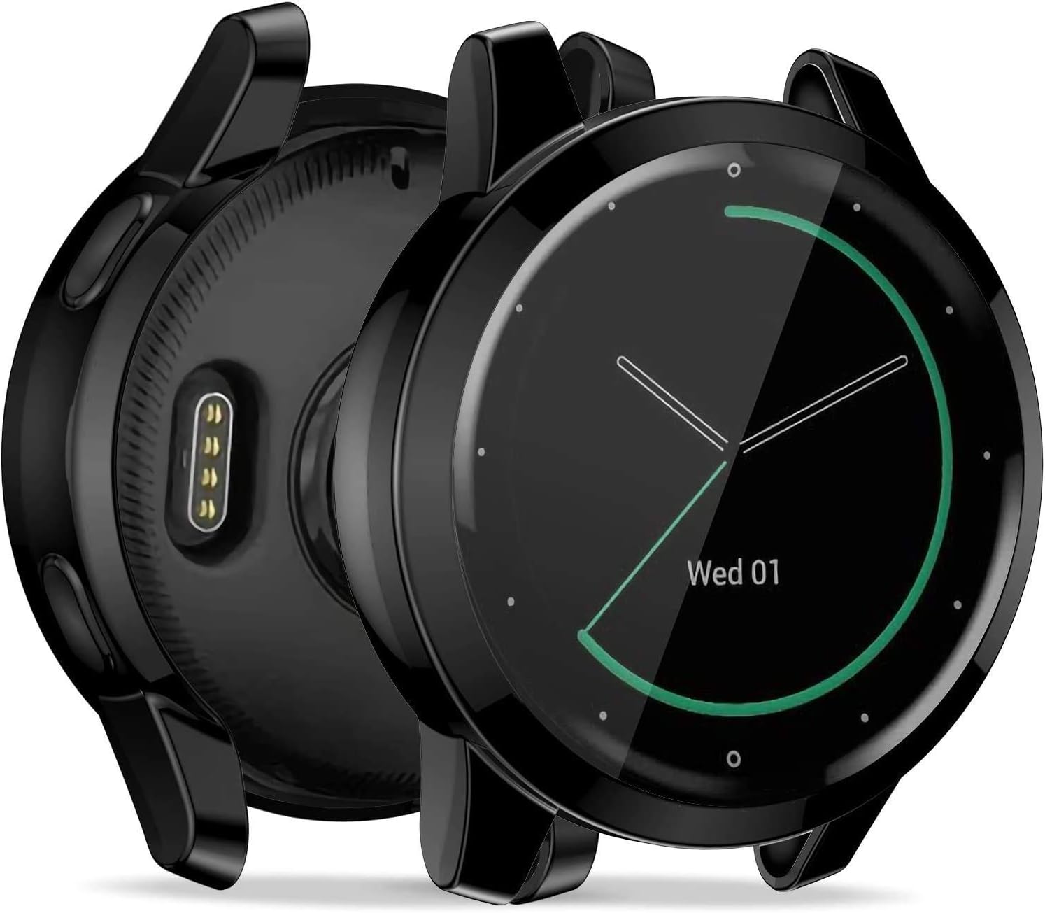 EZCO 2-Pack Screen Protector Case Compatible with Garmin Vivoactive 4 45mm, Full Coverage Soft TPU Case Protective Screen Cover Bumper Frame for Vivoactive 4 Smartwatch (Not for Other Model)