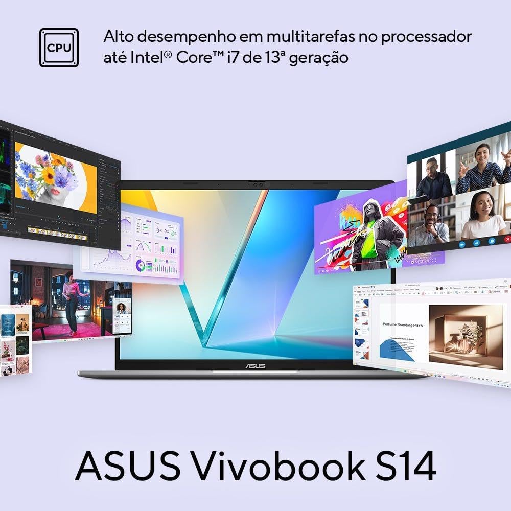 Notebook ASUS Vivobook S14 S3407VA Intel Core i7 13620H 16GB Ram 512GB SSD Windows 11 Tela 14" LED FHD Silver - LY043W Notebook ASUS Vivobook S14 S3407VA Intel Core i7 13620H 16GB Ram 512GB SSD Windows 11 Tela 14" LED FHD Silver - LY043W