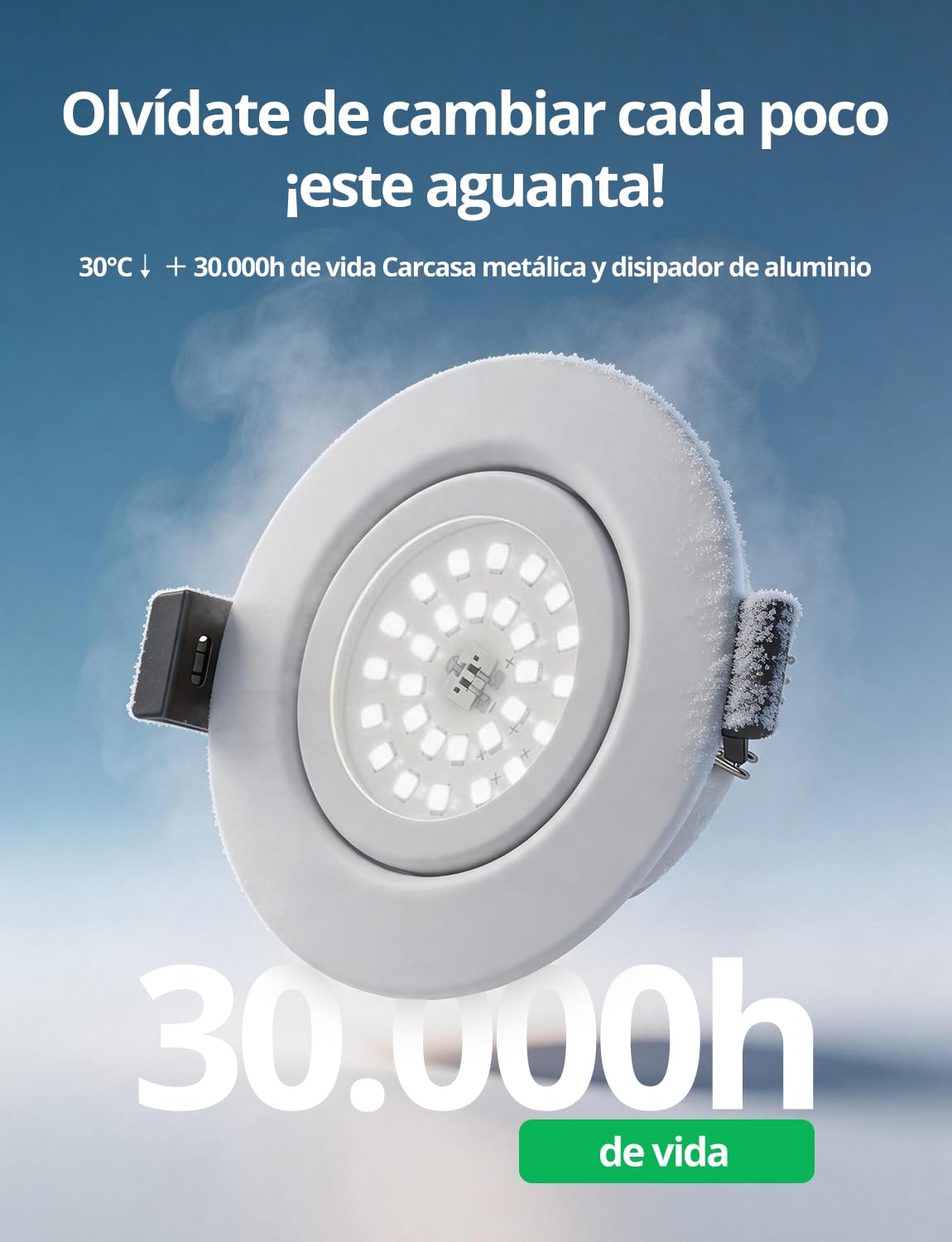 Bojim Downlight LED Empotrable Blanco Clase Energética B IP44 230V Baño | Focos Empotrables Luz Cálida Ojos de Buey 4.7W, Corte 68mm - 80mm, Para Cocina Habitación, Pack de 6