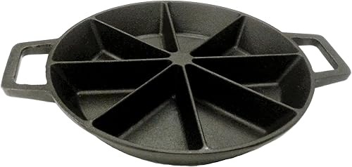 Bayou Classic La sartén de pan de maíz con cuña de hierro fundido de 10 pulgadas cuenta con asas laterales para un fácil transporte, hornea 8 gajos