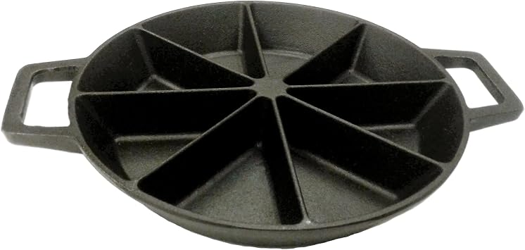 Bayou Classic 10-in Cast Iron Wedge Cornbread Skillet Features Side Loop Handles For Easy Transport Bakes 8 Wedges of Cornbread