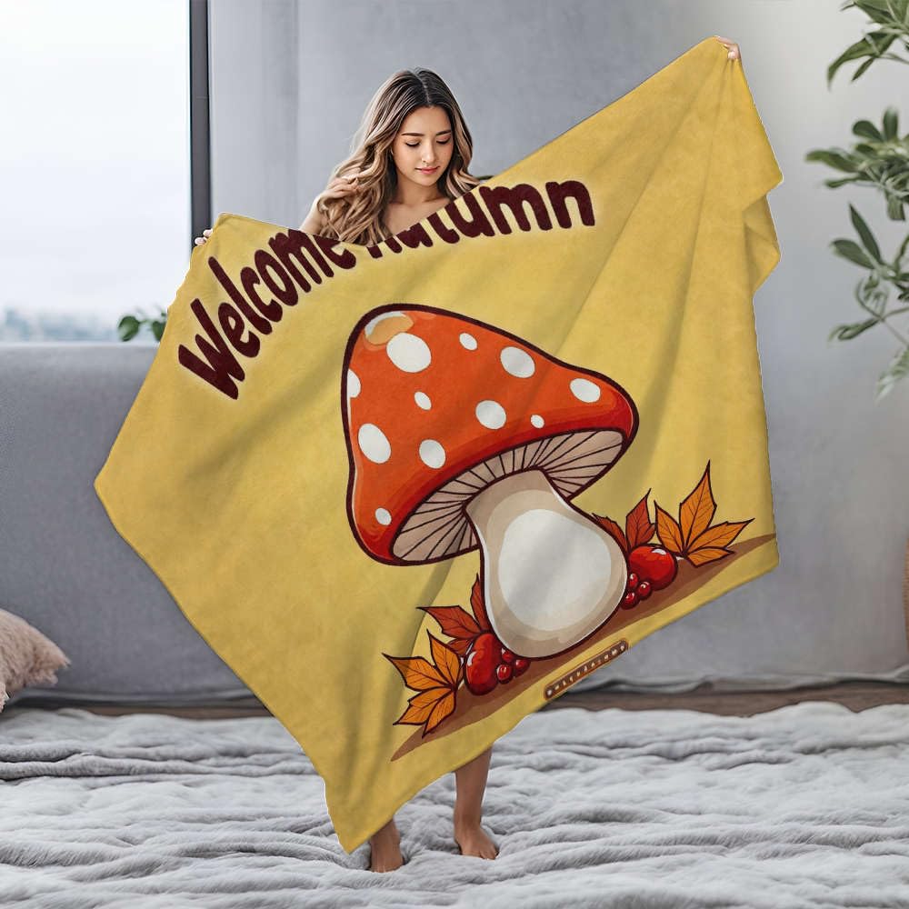 Couverture en peluche bienvenue à l'automne flanelle thermorégulatrice