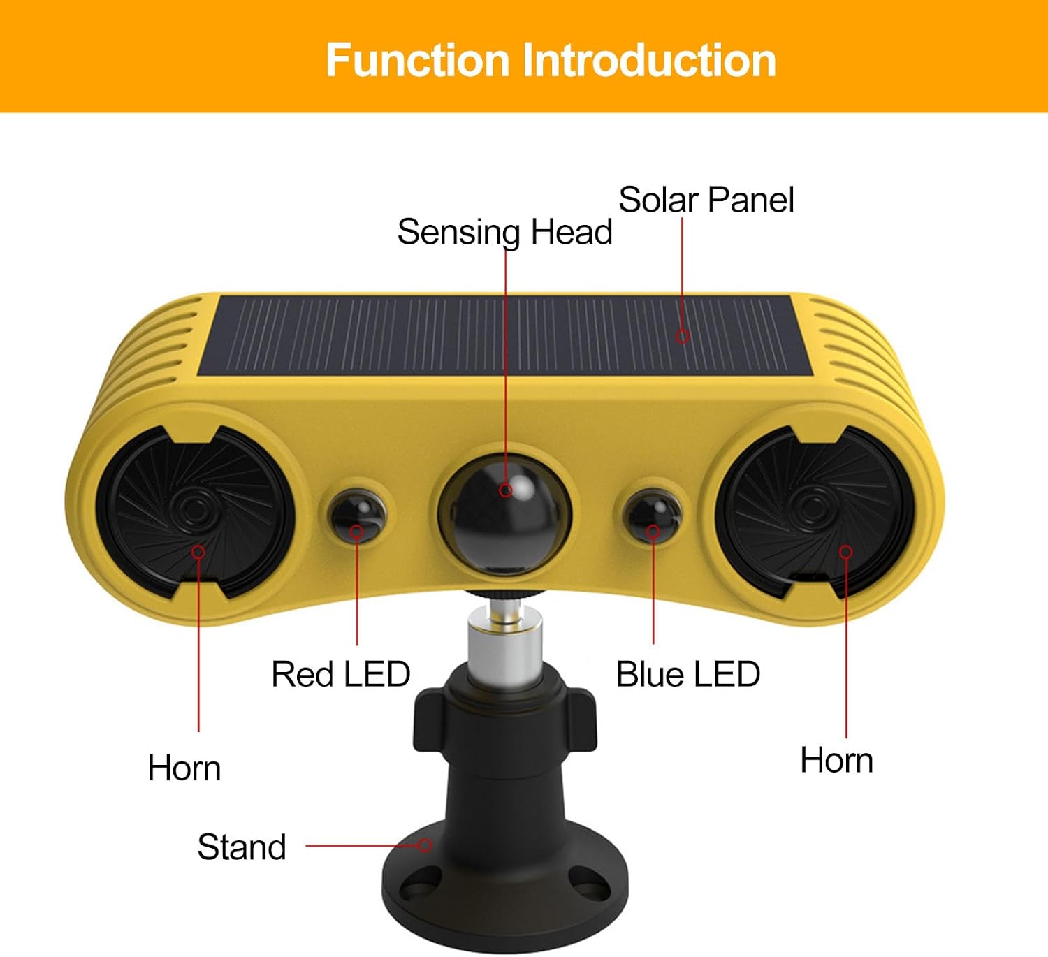 Solar Outdoor Motion Sensor Alarm Motion Alarm Outdoor Motion Sprinkler Animal Deterrent, 129DB Barking Dog Alarm Gun Noise Maker 13 Kinds of Sound, Detectores de Movimiento