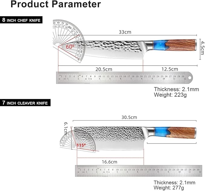 Set Cuchillos Cocina 2 Piezas Acero Inoxidable Forjado miniatura 3
