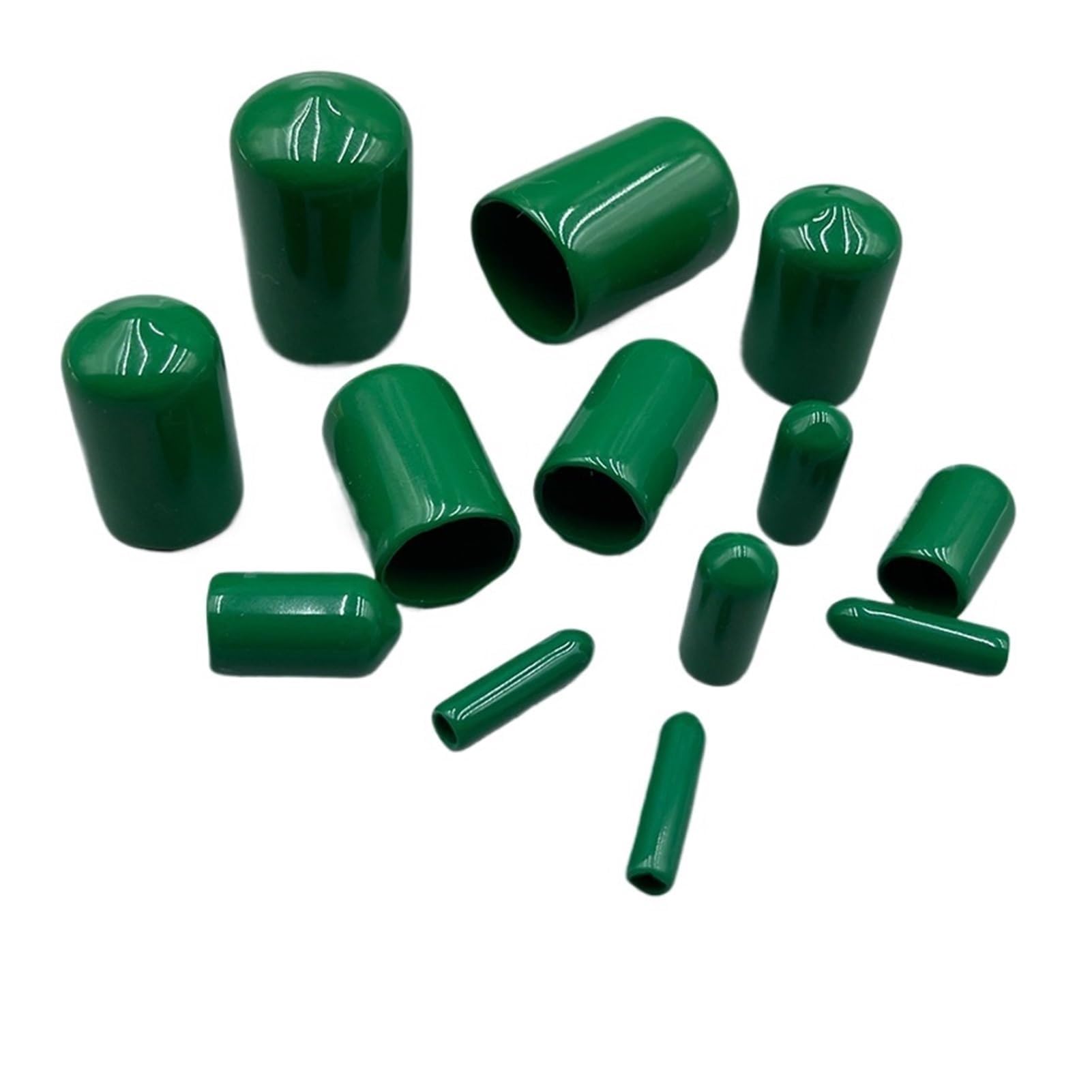 Rubber End Caps Silicone Plastic Black Red White Transparent Blue Yellow Green Size 1.3mm-90mm(Green,A8.5mm-B15mm 50Pcs)