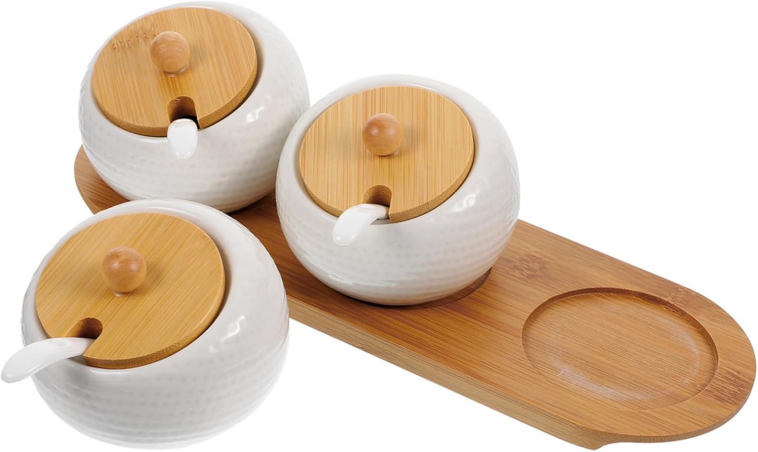 Garneck 1set Ceramic Seasoning Jars Spoon and Tray Condiment Containers for Kitchen Organization Easy to Clean Ceramic Spice Bottles