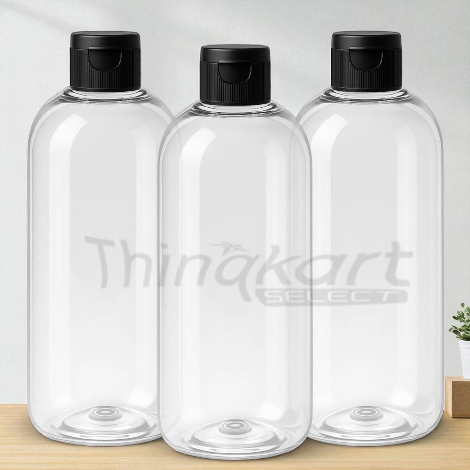 Thinqkart Select 500ml Empty Clear Plastic Bottles Refillable Travel Size Cosmetic Containers Squeeze Bottles With Black Flip Cap For Toiletries, Shampoos, Lotions, Creams (3)-image-41