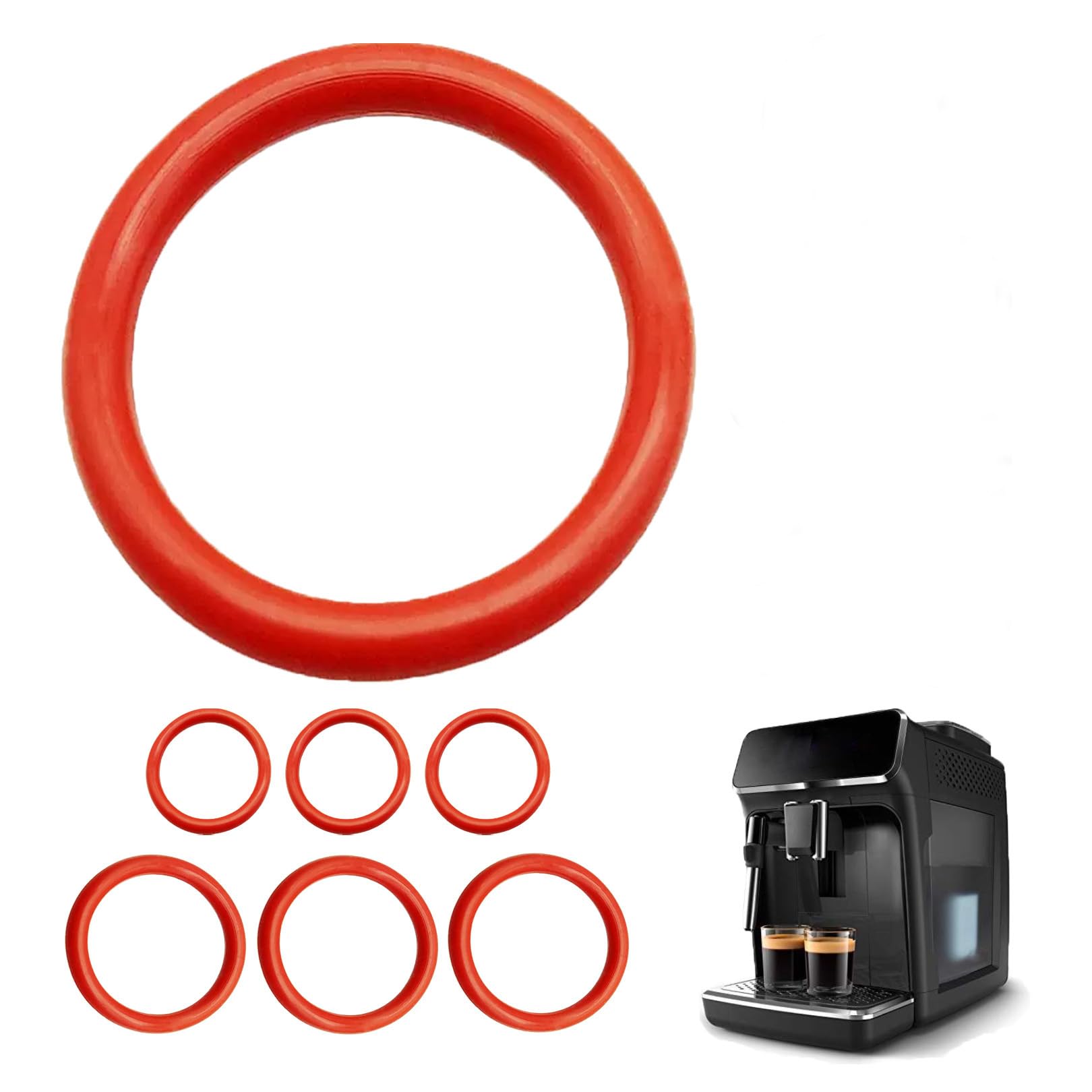 Pack of 7 O-rings seal for Philips fully automatic coffee machine spare parts, maintenance kit, silicone sealing rings, brewing group, outlet valve, compatible Saeco latte coffee machines, sealing