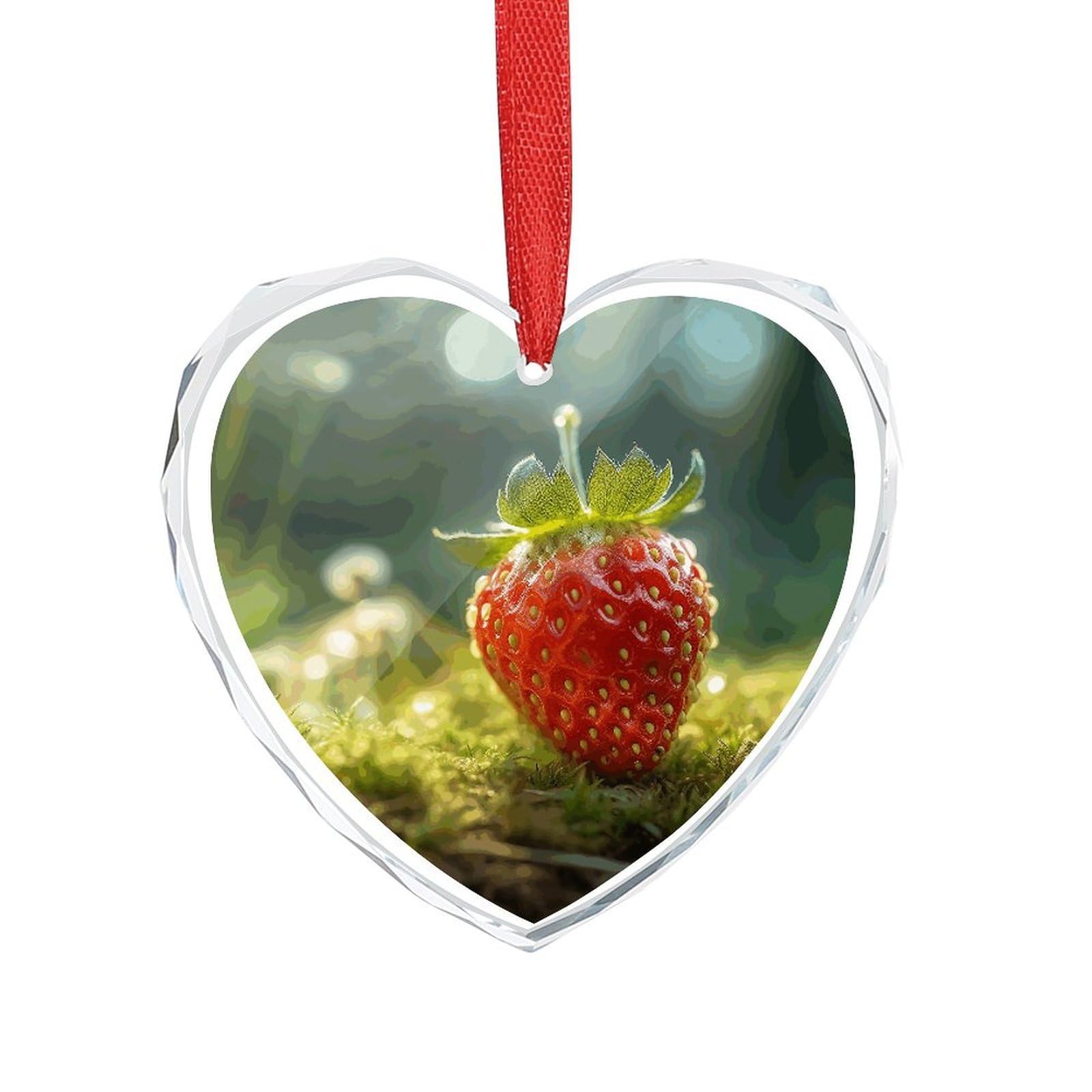 Wsoihfec Style Strawberries On The Ground Engagement Gifts For Couples, Glass Ornaments Just Married Bridal Shower Decor, Heart Keepsake Decor For Bride & Groom