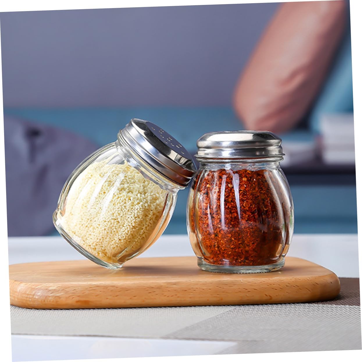 12pcs Transparent Glass Seasoning Jars Multi-functional Spice Storage Containers for Home Outdoor Use for Salt Pepper Spices Organization