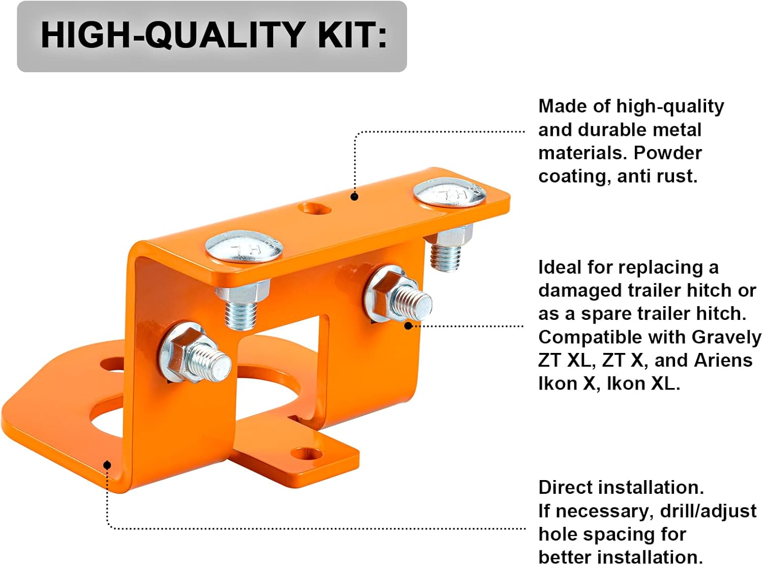 review TOPSHINE Zero Turn Lawn Mower Hitch, Heavy Duty Steel & Versatile Chain Slot for ZT-X, ZT-XL, IKON X, IKON XL OEM Replacement #71514900, Orange