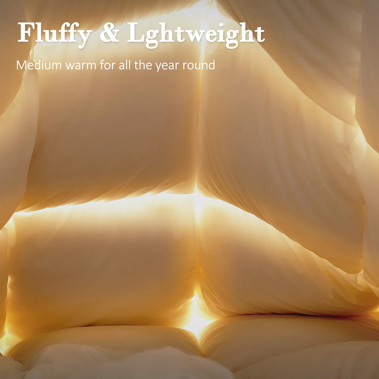 SHOUREN White Luxurious Goose Feather Down Fiber Comforter, All Season Hotel Collection Bed Comforter，Ultra Soft 100% Cotton Duvet Insert with Corner Tabs,