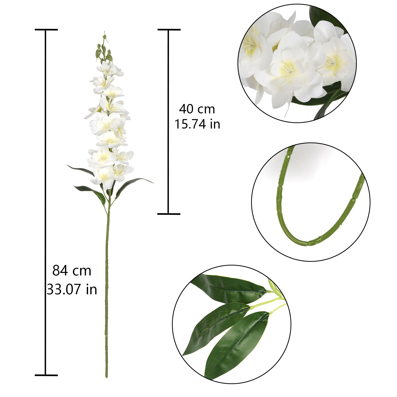 IPOPU Artificial Snapdragon Flowers,6PCS White Delphinium Flowers 33