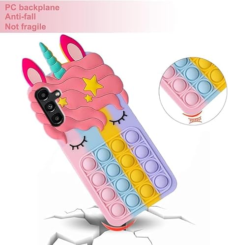 Miniatura 6 de B-wishy Funda de silicona para Samsung Galaxy A14 5G Fidget, para aliviar el estrés, con correa, diseño de dibujos animados 3D de dibujos animados