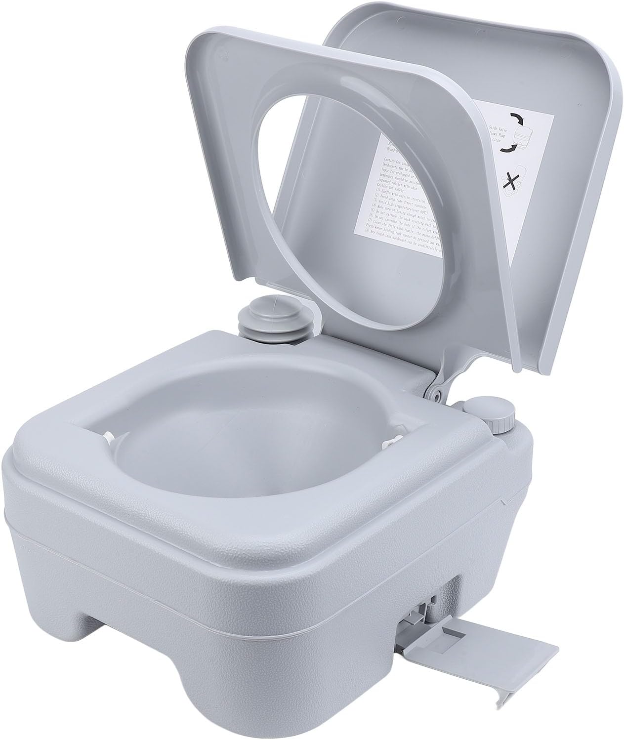 FILFEEL RV Portable Toilet with 20L Waste & 12L – Flush System, 440 Lb Capacity, Dual Outlet, ABS Construction, Grey (Double Outlet)