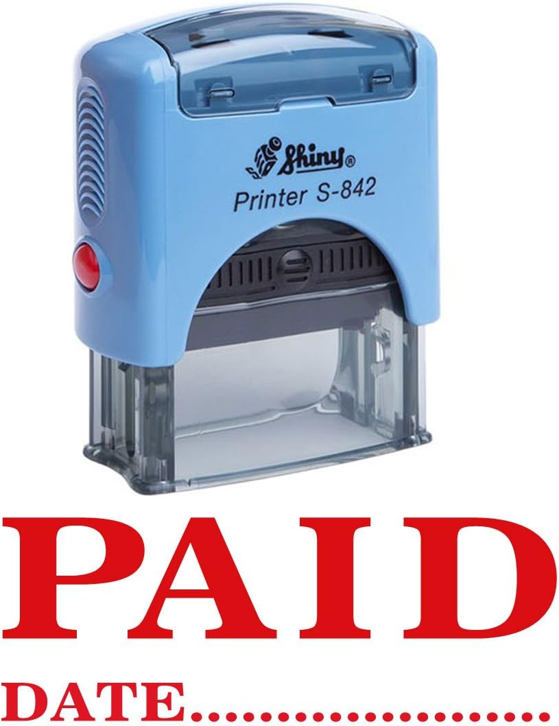 Printtoo PAID WITH DATE Self Inking Rubber Stamp Office Stationery Custom Shiny Stamp