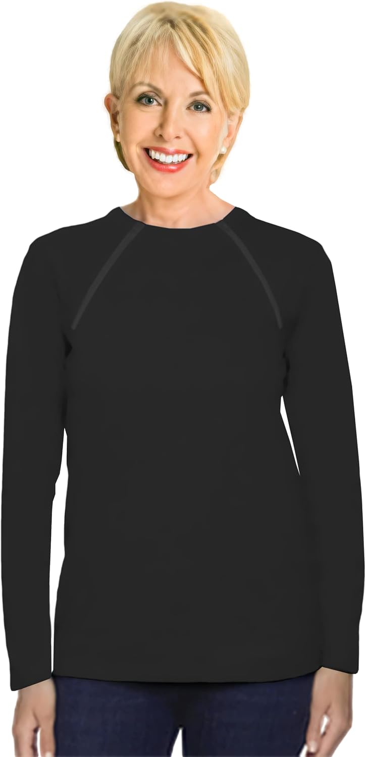 ComfyChemo® CHEMOWEAR : Women's Long Sleeve Chemotherapy Port Zipper Shirts
