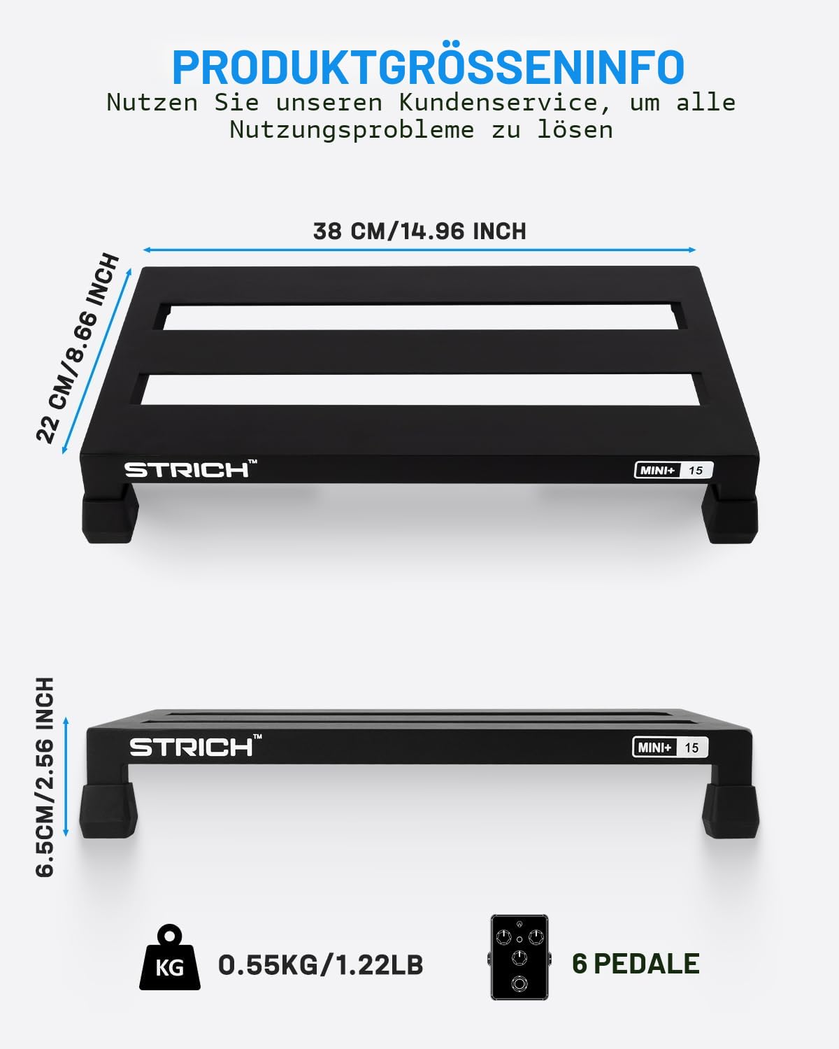 STRICH Gitarre Pedalboard aus Aluminiumlegierung 0,54 kg (superleicht) Effektpedalbrett 38 cm x 22 cm mit Tragetasche, MINI+ 15