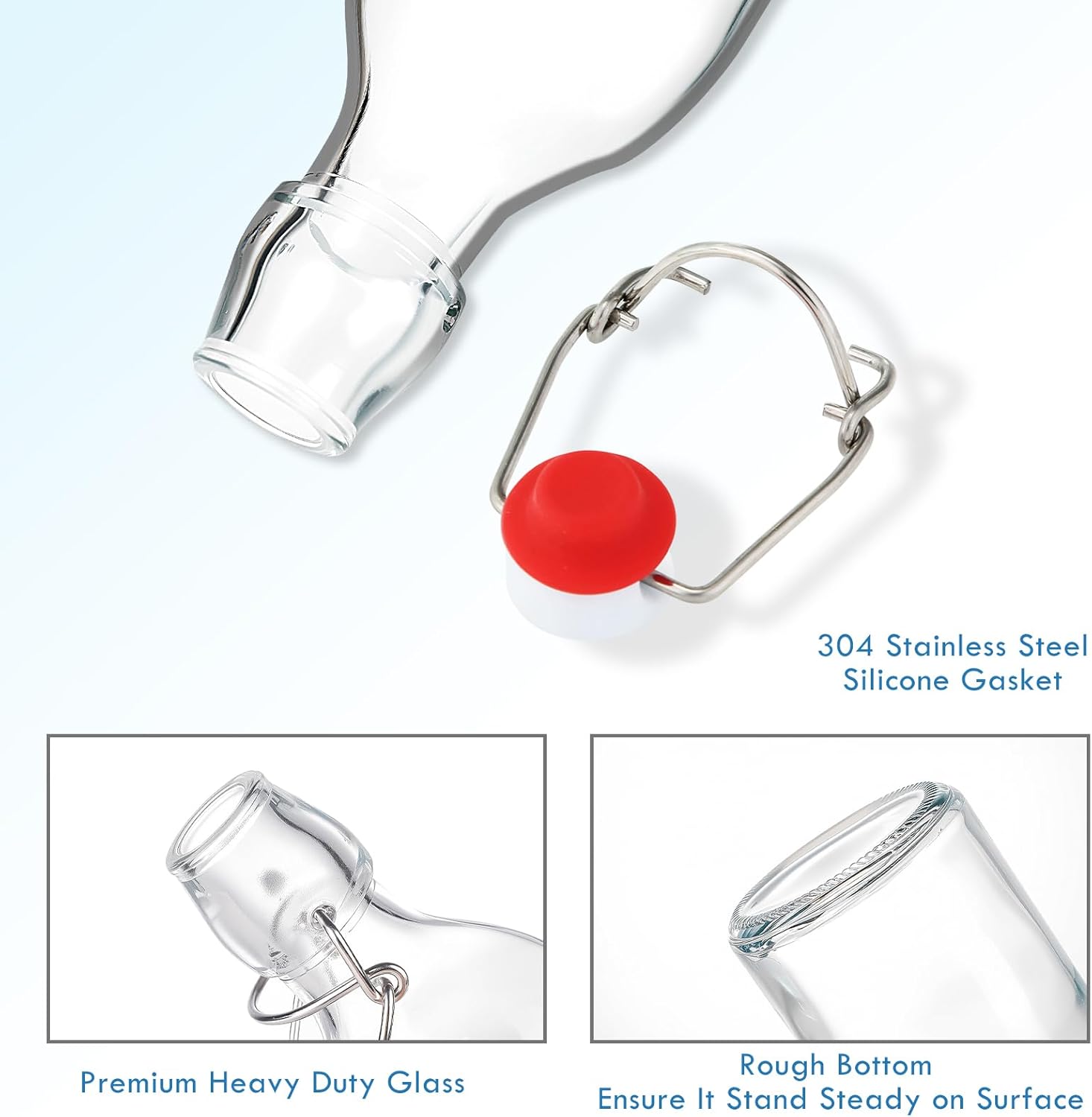 12oz Swing Top Glass Bottles 10 Pack Flip Top Beer Brewing Bottle with Stopper for Home Brewing 2nd Fermentation,Kombucha,Kefir,Vanilla Extract,Juice,Tea,Beverages,Soda,Oil,Vinegar,Limoncello,Wine - Image 5