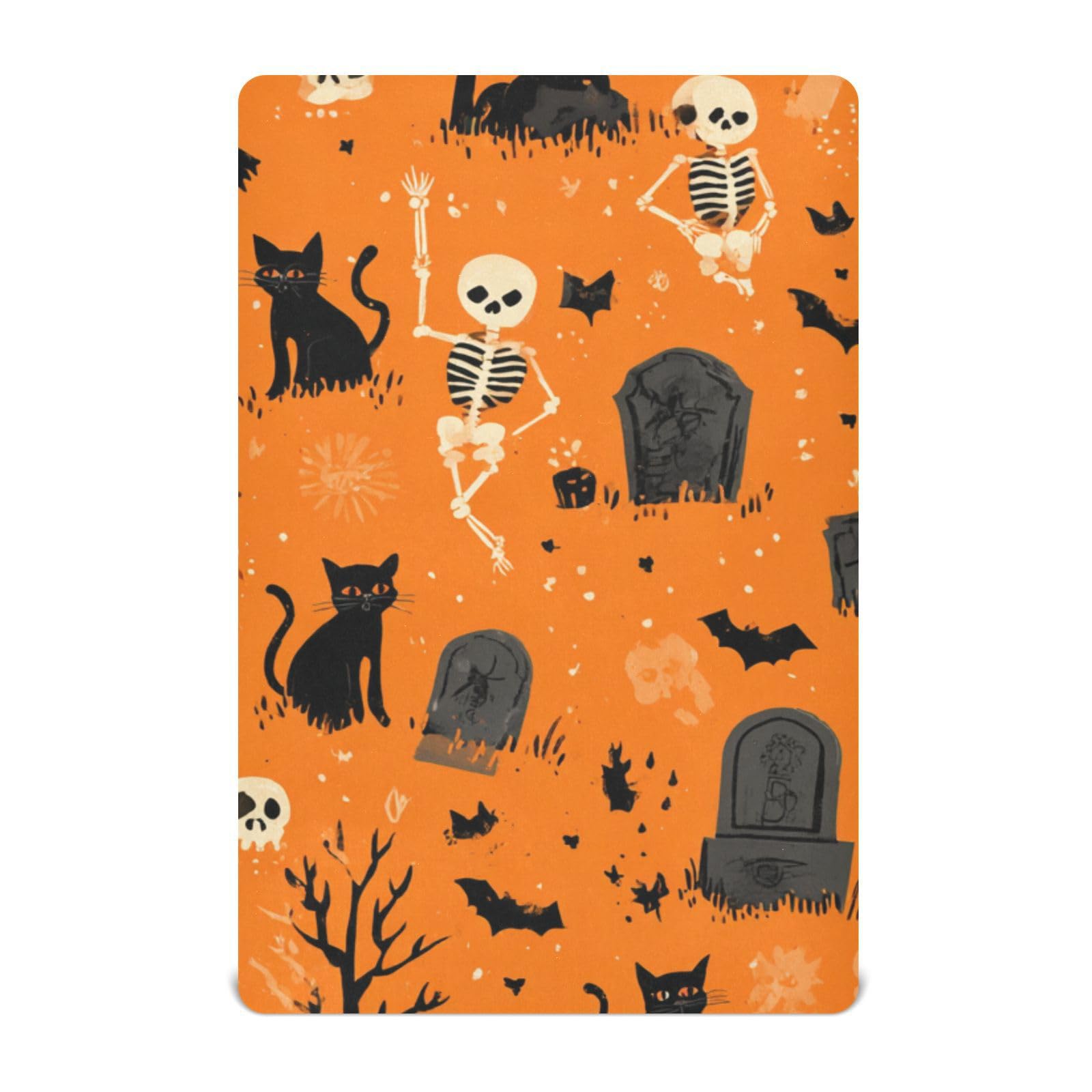 Crib Sheet Breathable Soft Crib Mattress Sheet for Baby Toddler Boys Girls Fitted Crib Sheet Fit Standard Crib Mattress 39 x 27 Inch Halloween Orange Skeletons Cat Bats Tombstones Trees