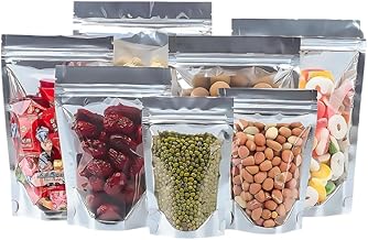 VELEXE Silver & Transparent Zip Lock Storage Stand Up Pouches | 100mm*150mm | 50 Grams | Pack of 50 | Reusable, Leakproof & Airtight Multi-Purpose Storage Pouches with Self Sealing Technology