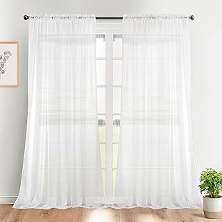 10 One Side Curtain Ideas for Asymmetrical Modern Style 65 Dreaming Casa Solid Sheer Curtains Living Room White Rod Pocket Voile Dr...