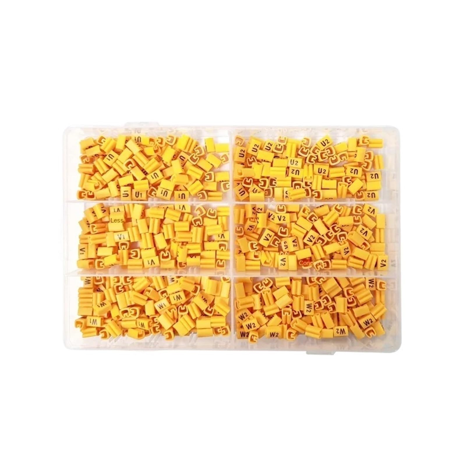 Étiquettes de marquage de câble Type EC U1 V1 W1 U2 V2 W2 U3 V3 W3 Jaune 2.5m 1200pcs