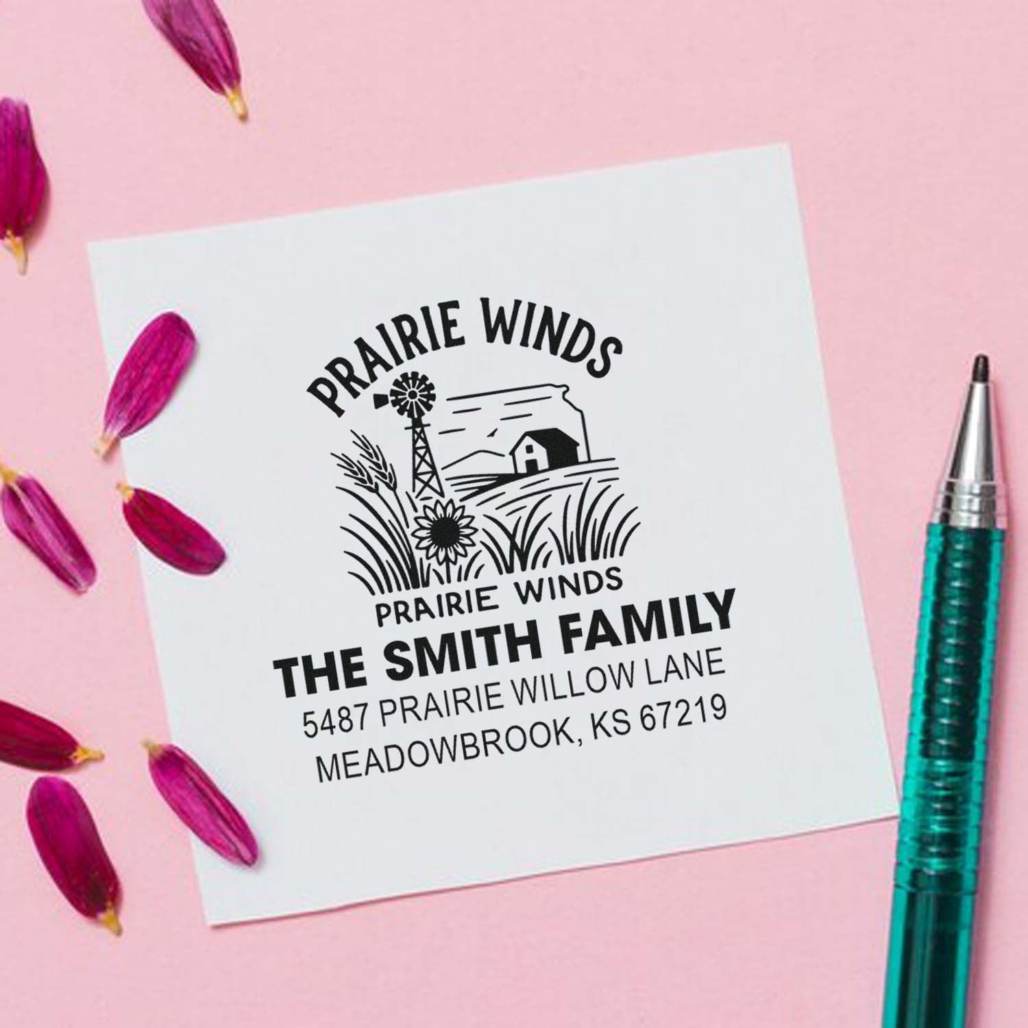 Prairie Winds Rustic, Rustic Custom Monogram Address Rubber Stamp, Handcrafted for Tags, Standard 1-5/8 Square Wood Handle, Personalized Small Business, Crafters & Hobbyists