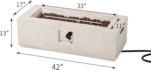 Miniatura 21 de COSIEST Juego de mesa de fuego de propano para exteriores de 2 piezas con mesa de tanque, mesa rectangular de terrazo de 42 pulgadas