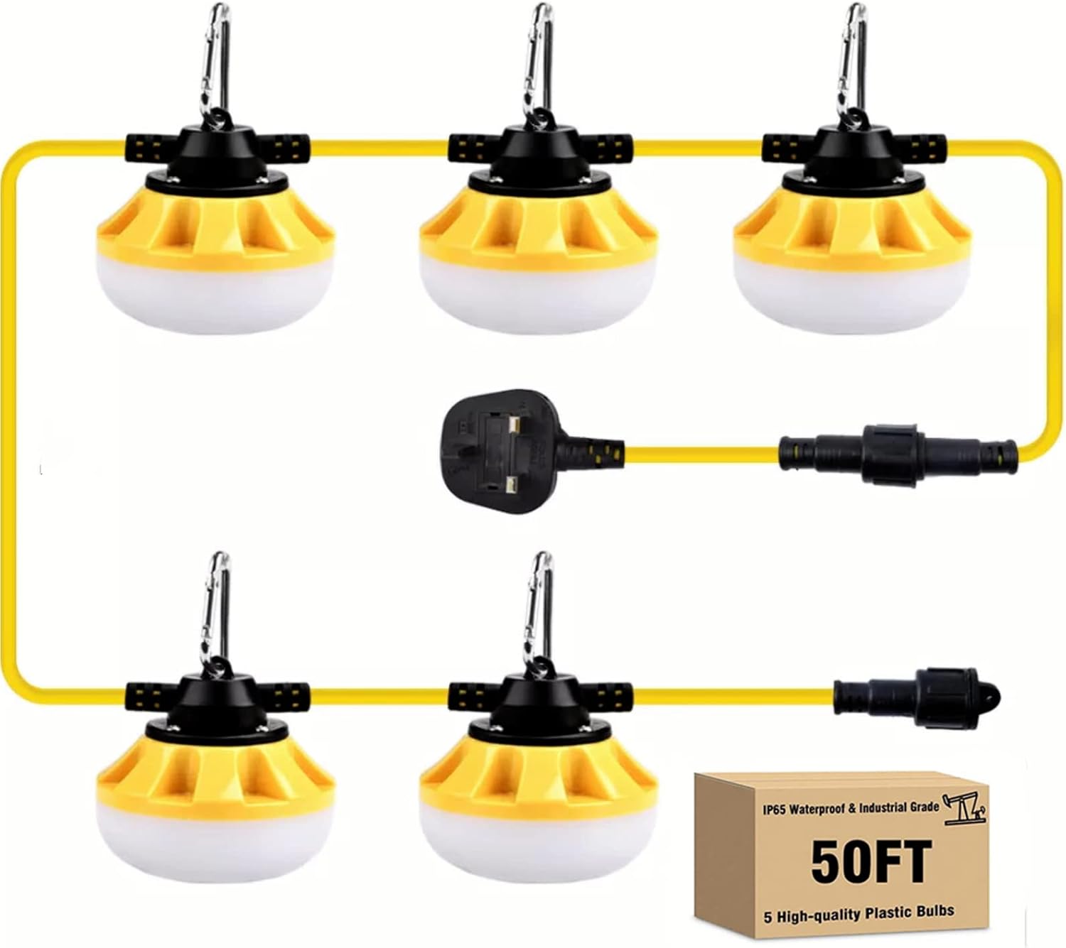 Construction String Light, NefLaca 50FT 50W LED Work Light Stringer