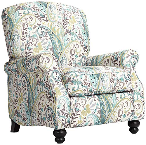 Elm Lane Ethel Multi-Color Skye Blue Paisley Patterned Recliner Chair Armchair Comfortable Push Manual Reclining Footrest Adjustable Bedroom Living Room Reading Home Relax Office #TOP1